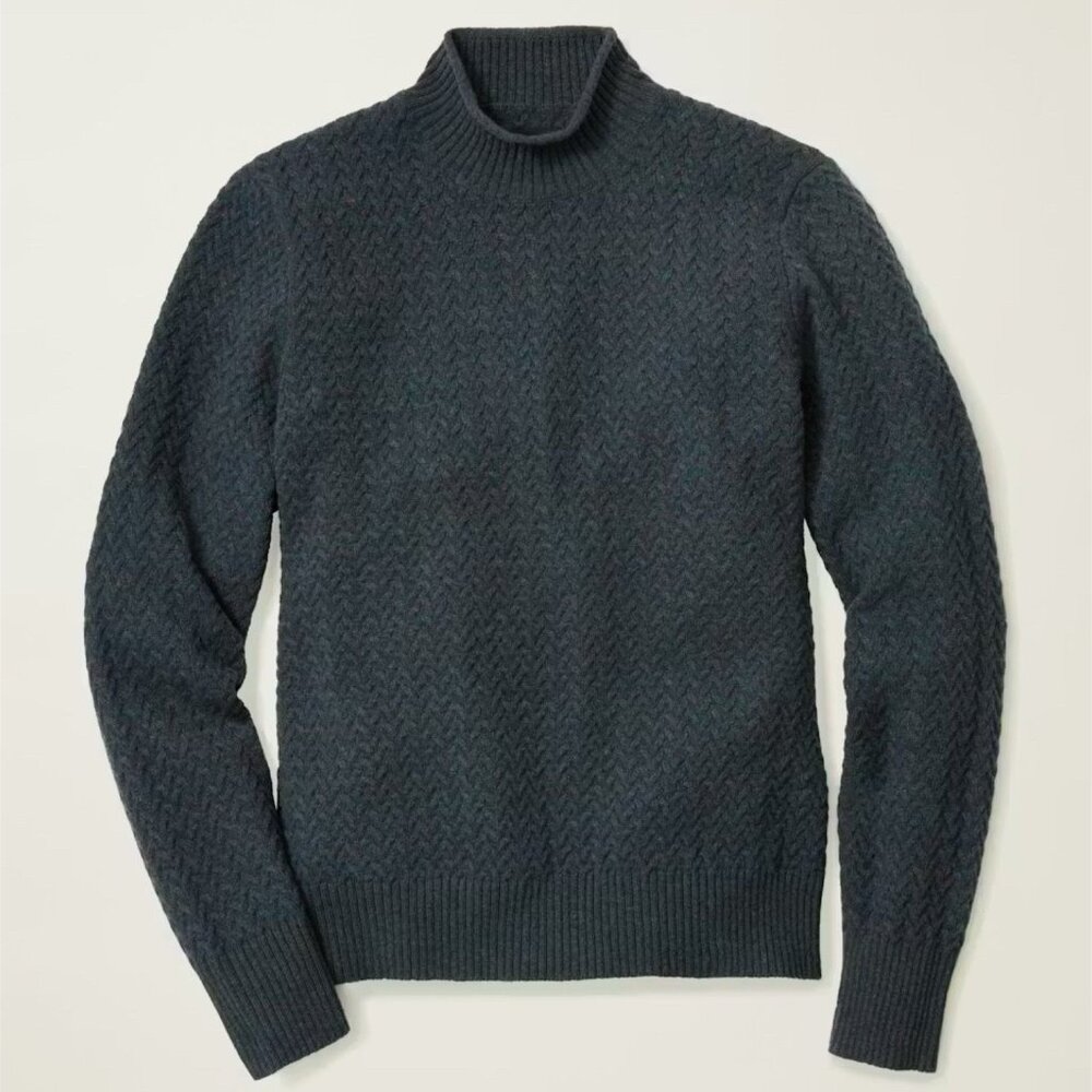 Bonobos Chanteclair Mock Neck Sweater Men M Merino Wool Fine Gauge Cable Knit
